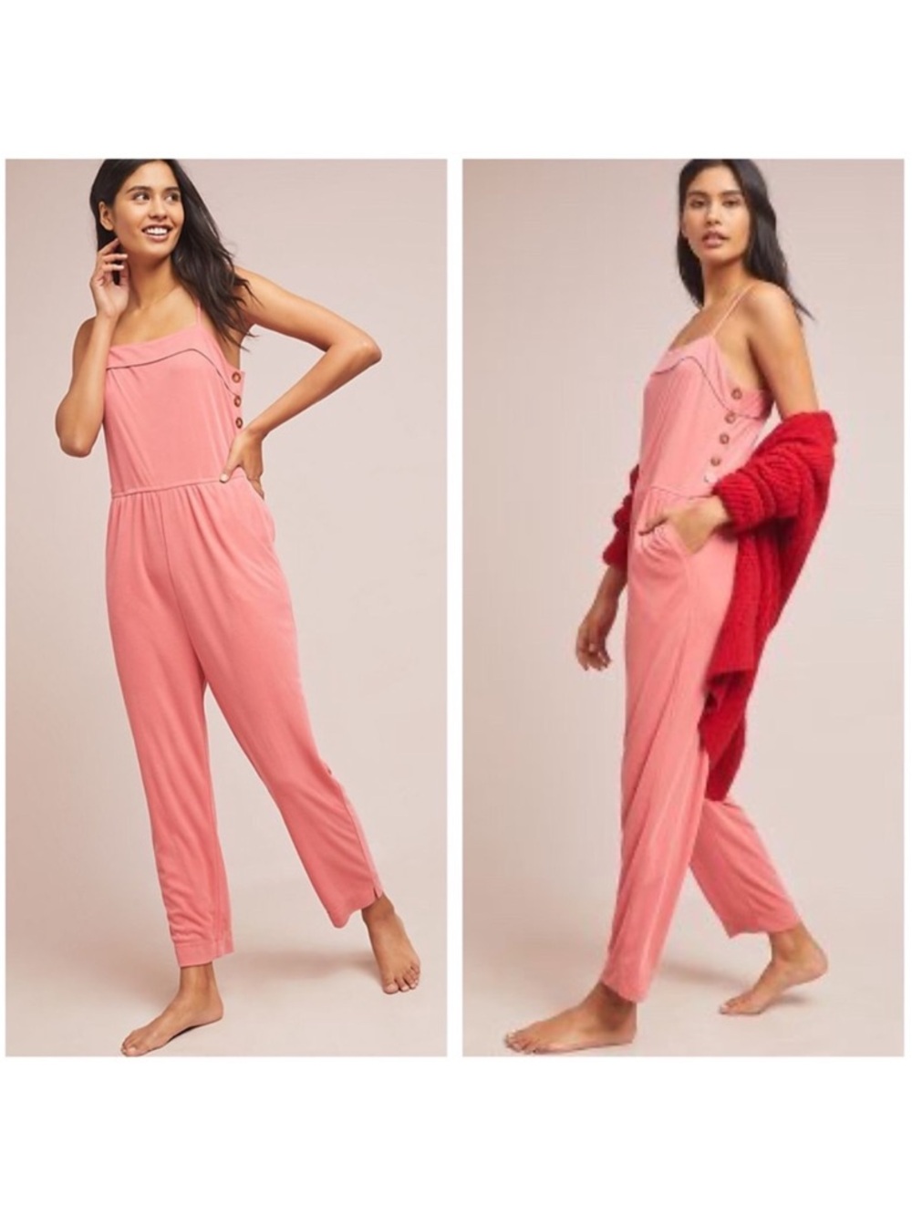 Anthropologie Cotton Ribbed Cupro Jumpsuit M NWT